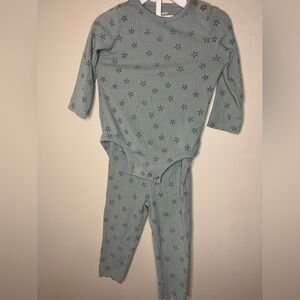 Carters Blue 2 Piece Ribbed Long Sleeve Onesie And Pants Size 18 Months